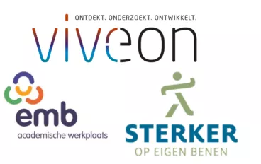 Logo's Viveon, EMB academische werkplaats en Sterker op eigen benen